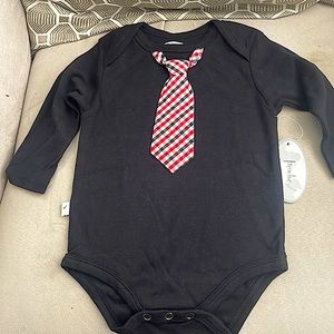 Long sleeve black onesie with tie